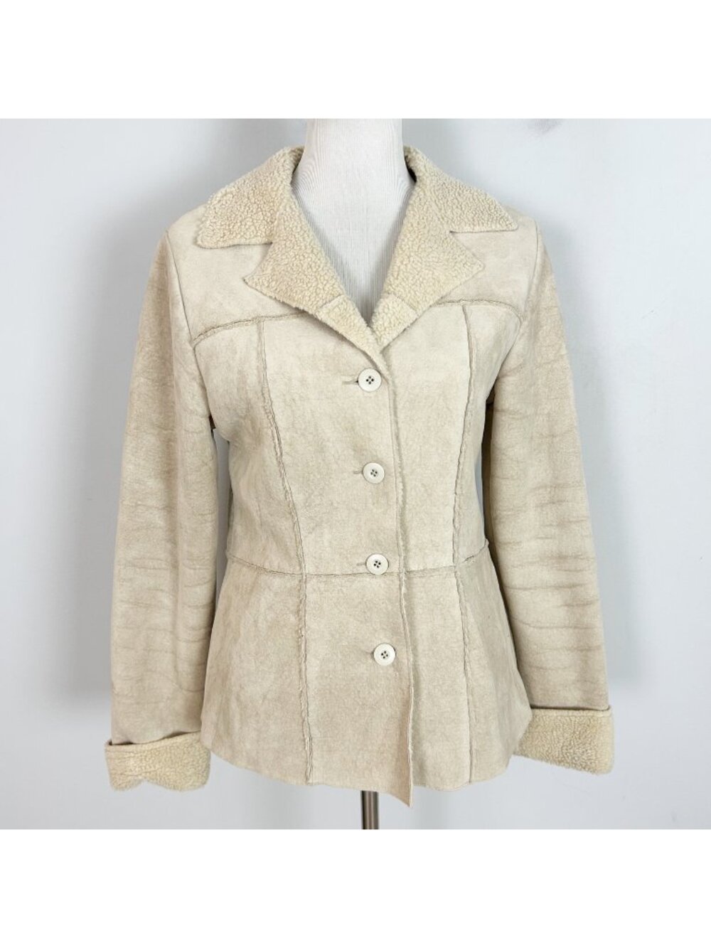 Y2K‎ 90s Women's Boho Short Penny Lane Jacket Shearling  Sherpa Size Medium